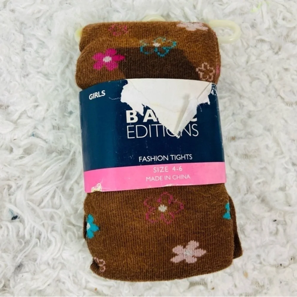 Basic Editions Brown fashion Tights with Floral Design size 4-6